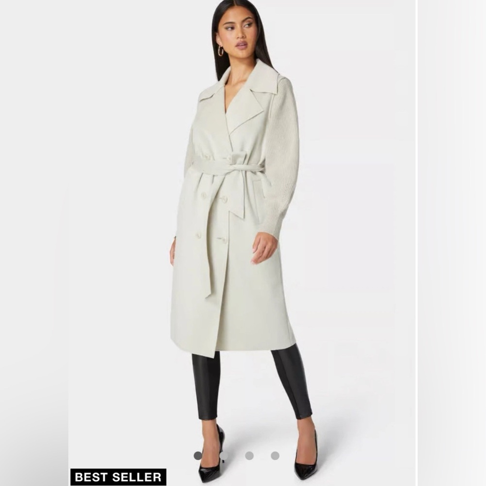 Bebe Sweater Sleeve Double Face Coat L $209 Retail